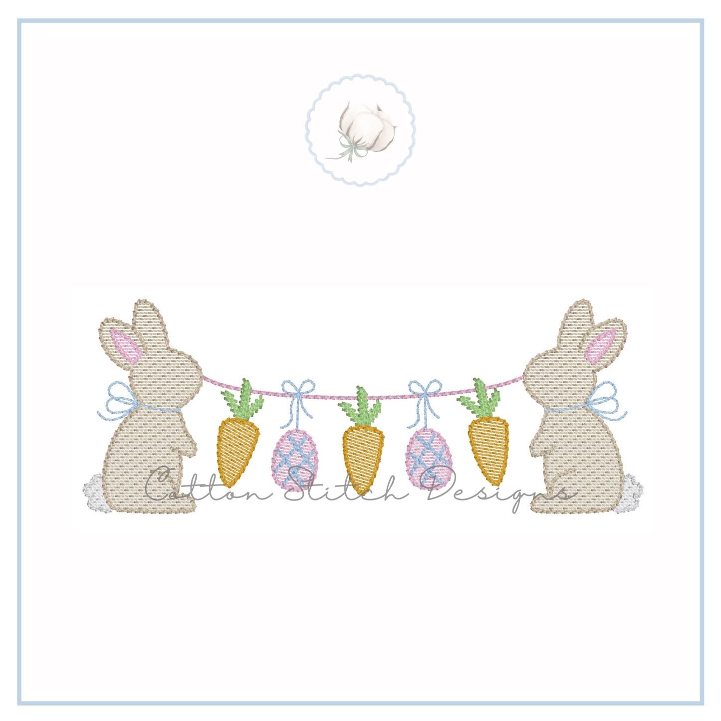Bunny Easter String Embroidery Design