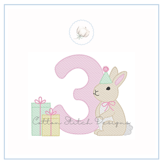 Some Bunny is Three Embroidery Design