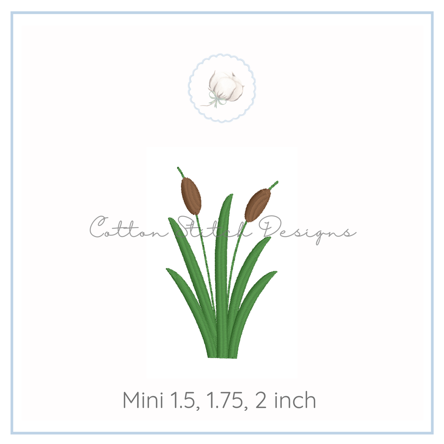 Mini Cattail Fill Stitch Embroidery Design
