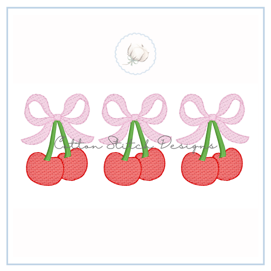 Cherry Bow Trio Embroidery Design