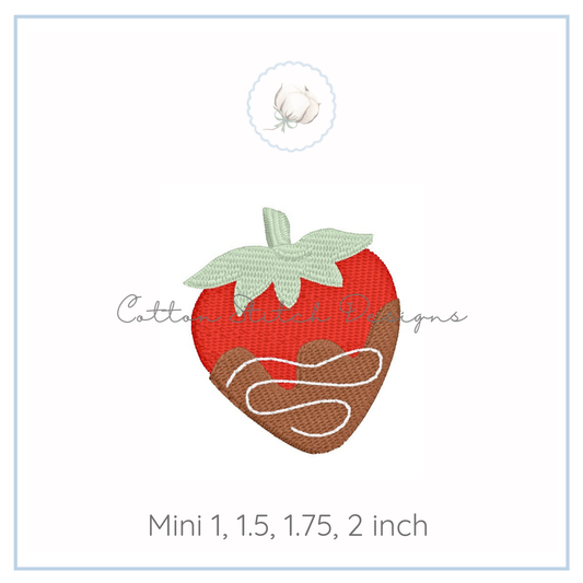 Mini Chocolate Strawberry Fill Stitch Embroidery Design