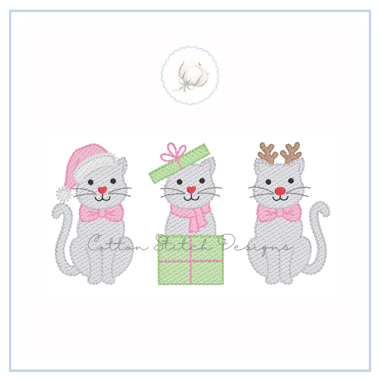 Christmas Kitten Trio Embroidery Design