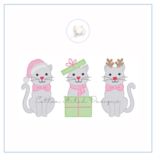 Christmas Kitten Trio Embroidery Design