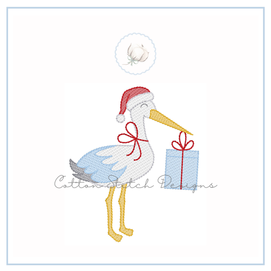 Christmas Stork Sketch Stitch Embroidery Design