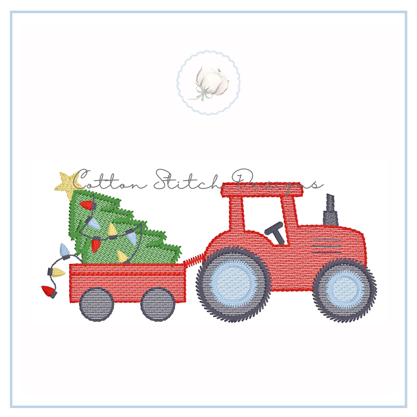 Christmas Farm Tractor Embroidery Design