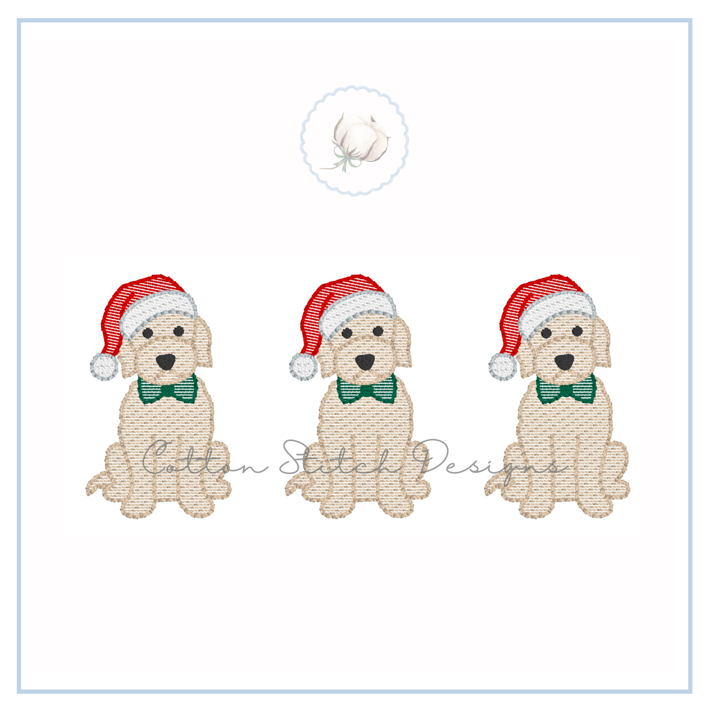 Christmas Doodle Puppy Trio Embroidery Design