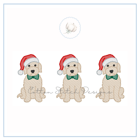 Christmas Doodle Puppy Trio Embroidery Design