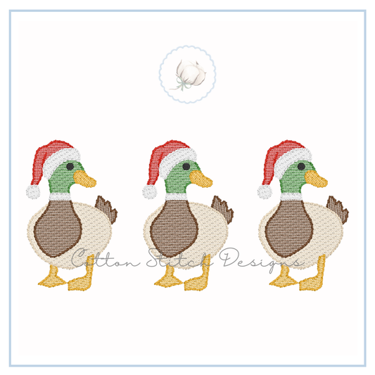 Christmas Mallard Duck Trio Embroidery Design