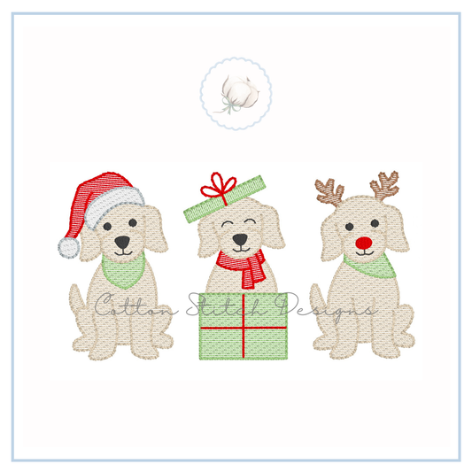 Christmas Puppy Trio Embroidery Design