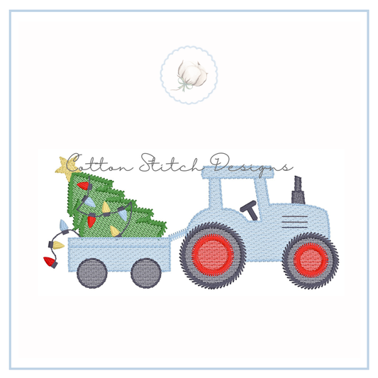 Christmas Farm Tractor Embroidery Design
