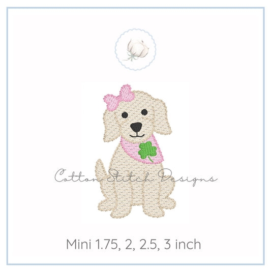 Mini Shamrock Puppy Bow Embroidery Design