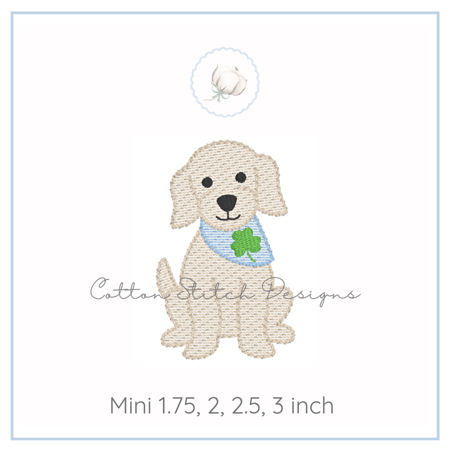Mini Shamrock Puppy Embroidery Design