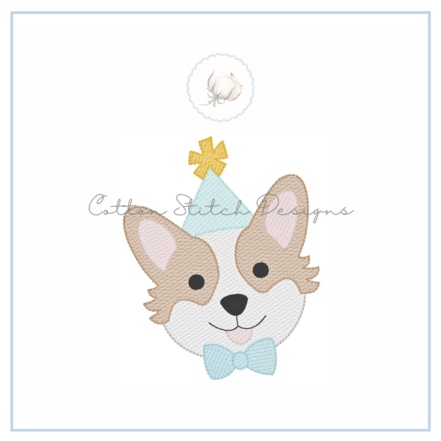 Corgi Puppy Birthday Embroidery Design