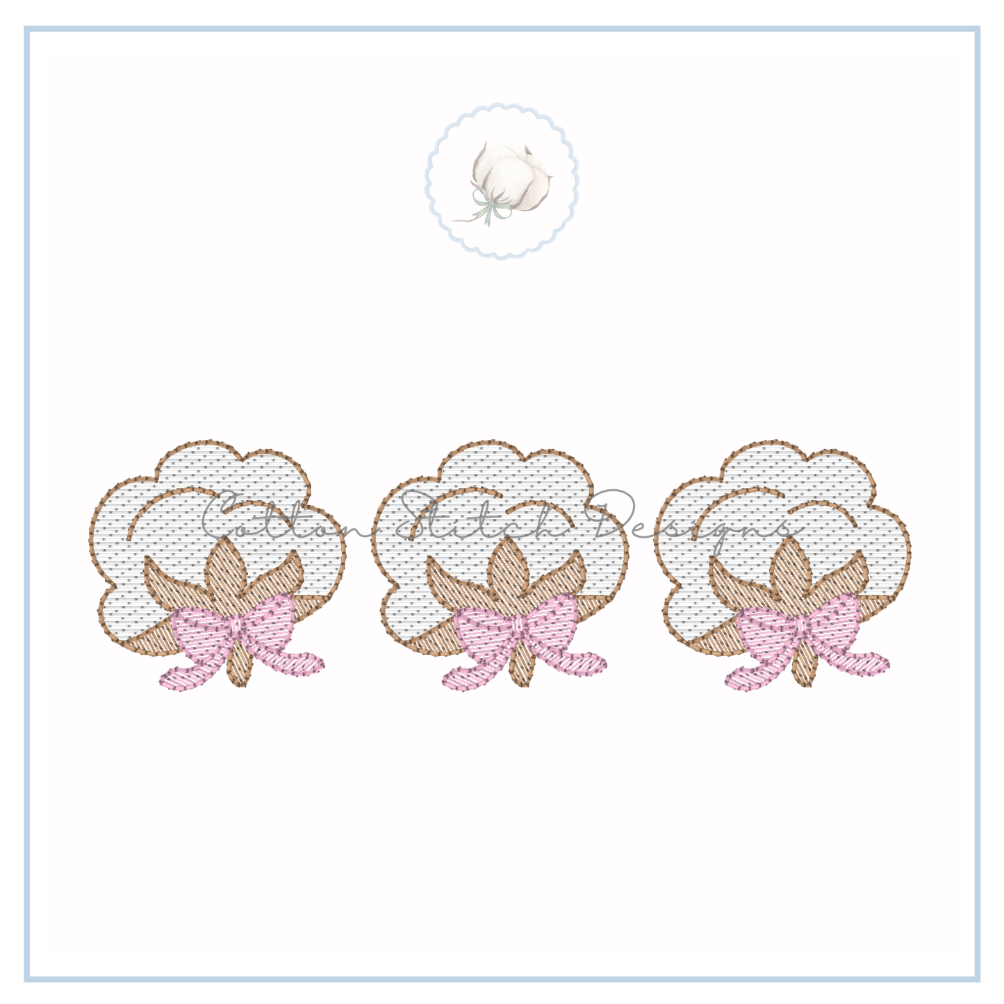 Cotton with Bows Trio Embroidery Design