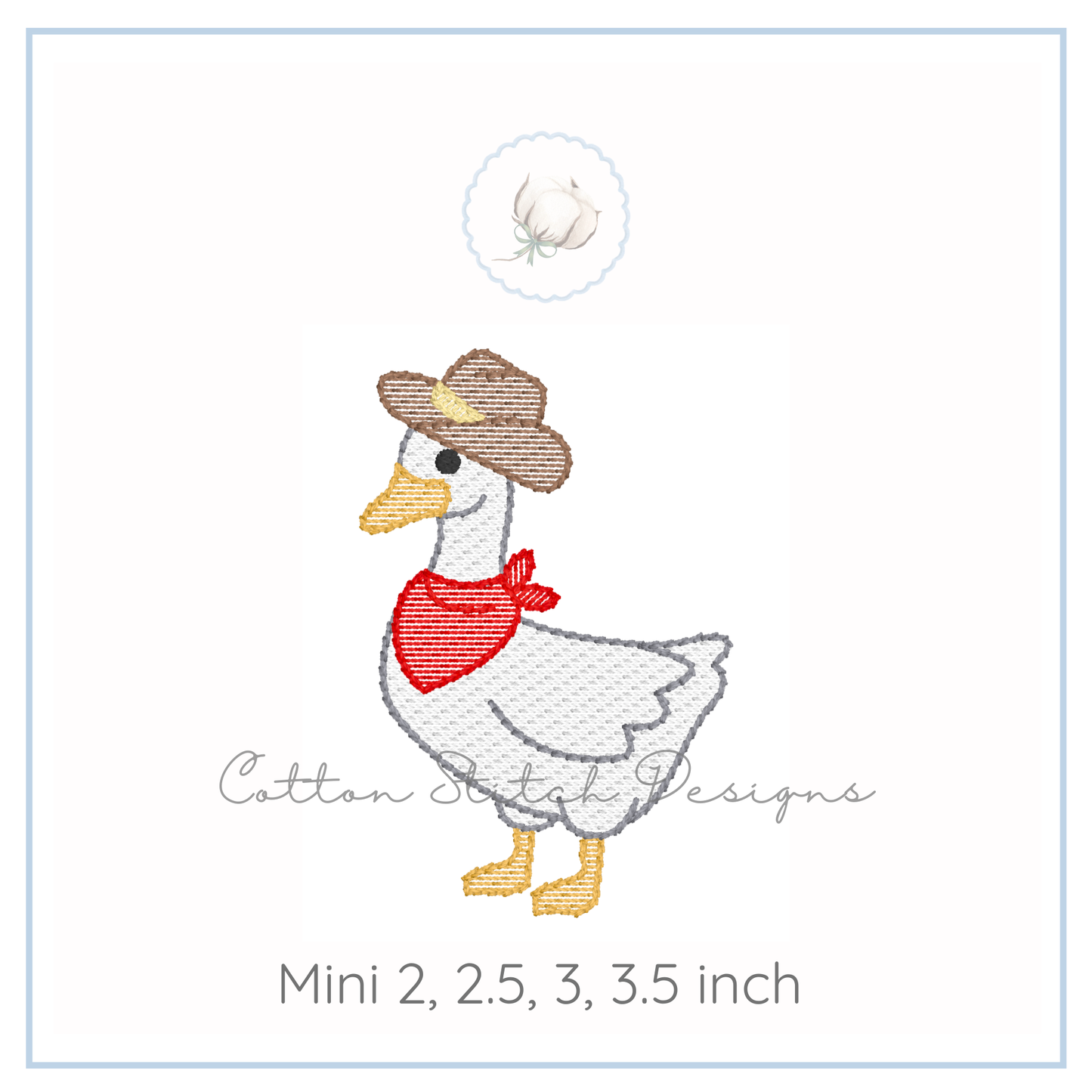Mini Cowboy Goose Embroidery Design