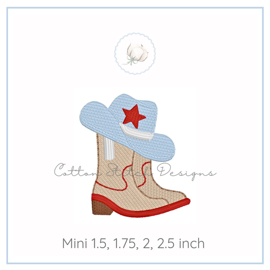 Mini Cowboy Boot and Hat Embroidery Design