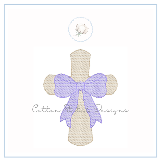 Cross with Bow Embroidery Design
