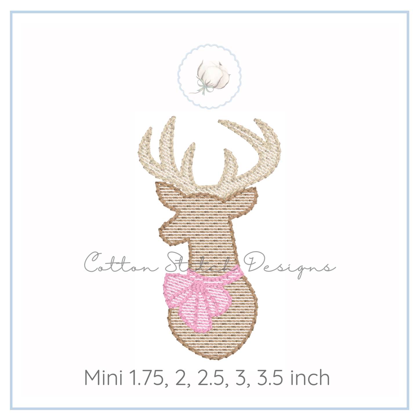Mini Deer with Bow Embroidery Design