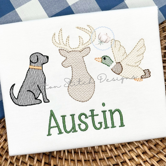 Dog Deer Mallard Trio Embroidery Design