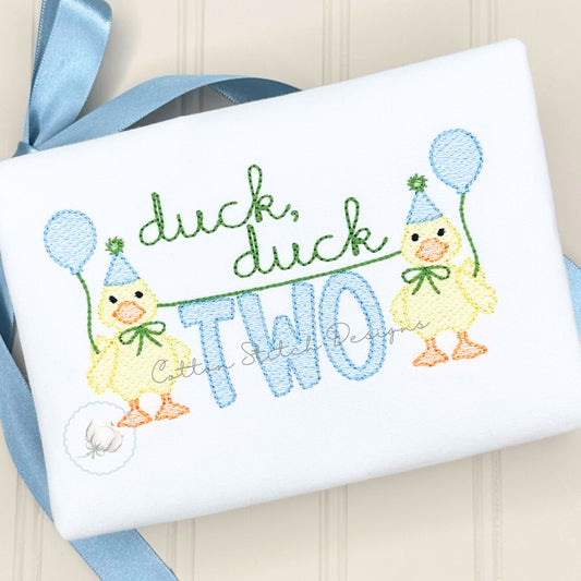 Duck Birthday Two Sketch Embroidery Design