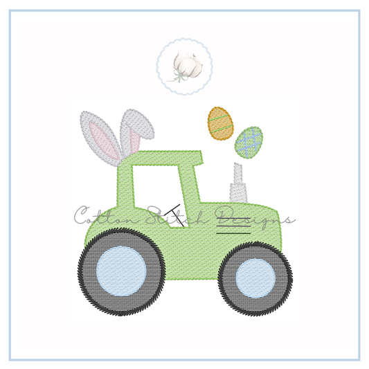Easter Bunny Tractor Embroidery Design