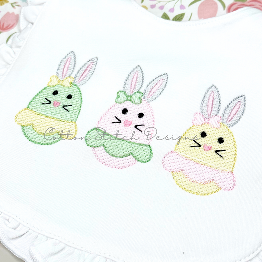 Bunny Egg Girl Trio Embroidery Design