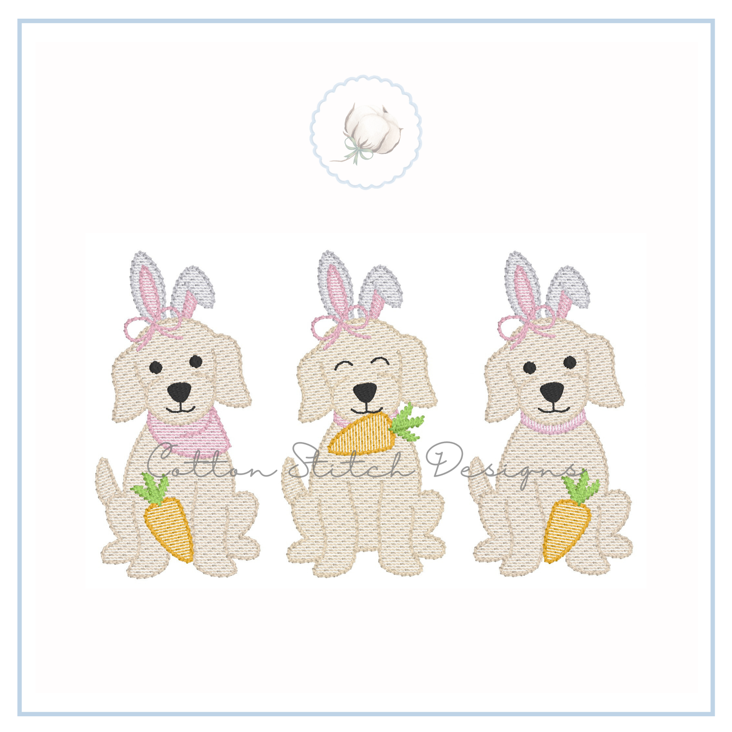 Easter Girl Puppy Trio Embroidery Design