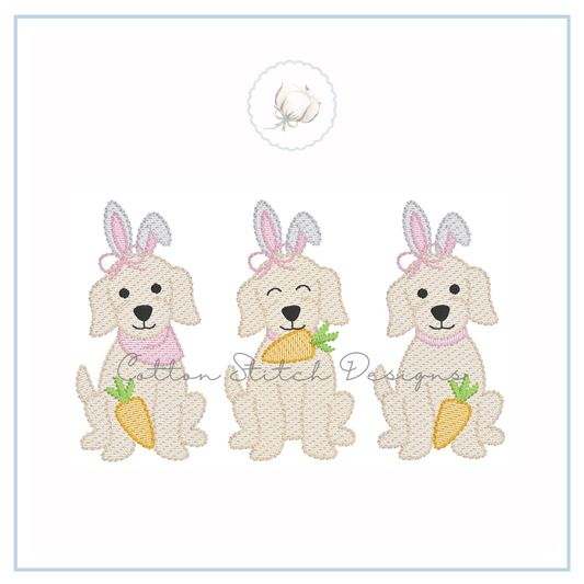 Easter Girl Puppy Trio Embroidery Design