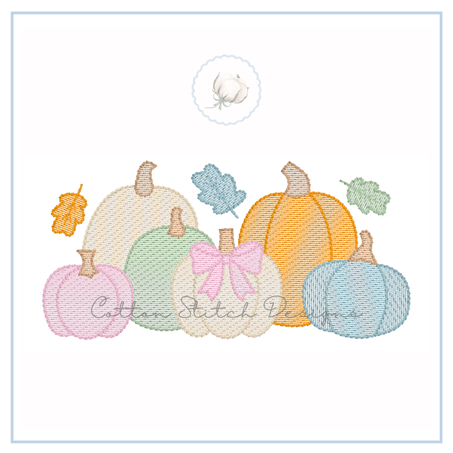 Fall Pumpkin Bow Patch Embroidery Design