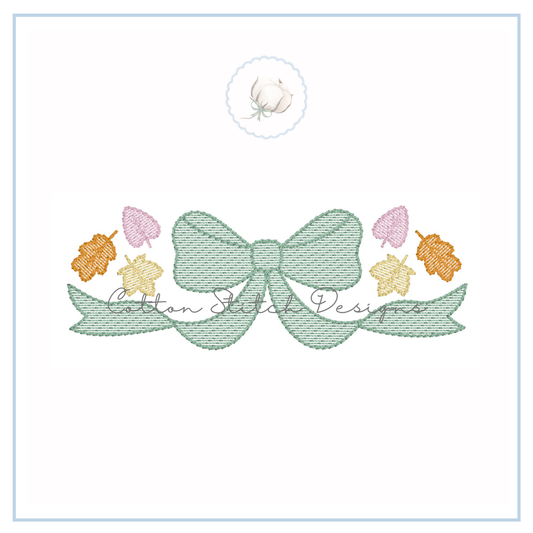 Fall Leaves Bow Sketch Embroidery Design