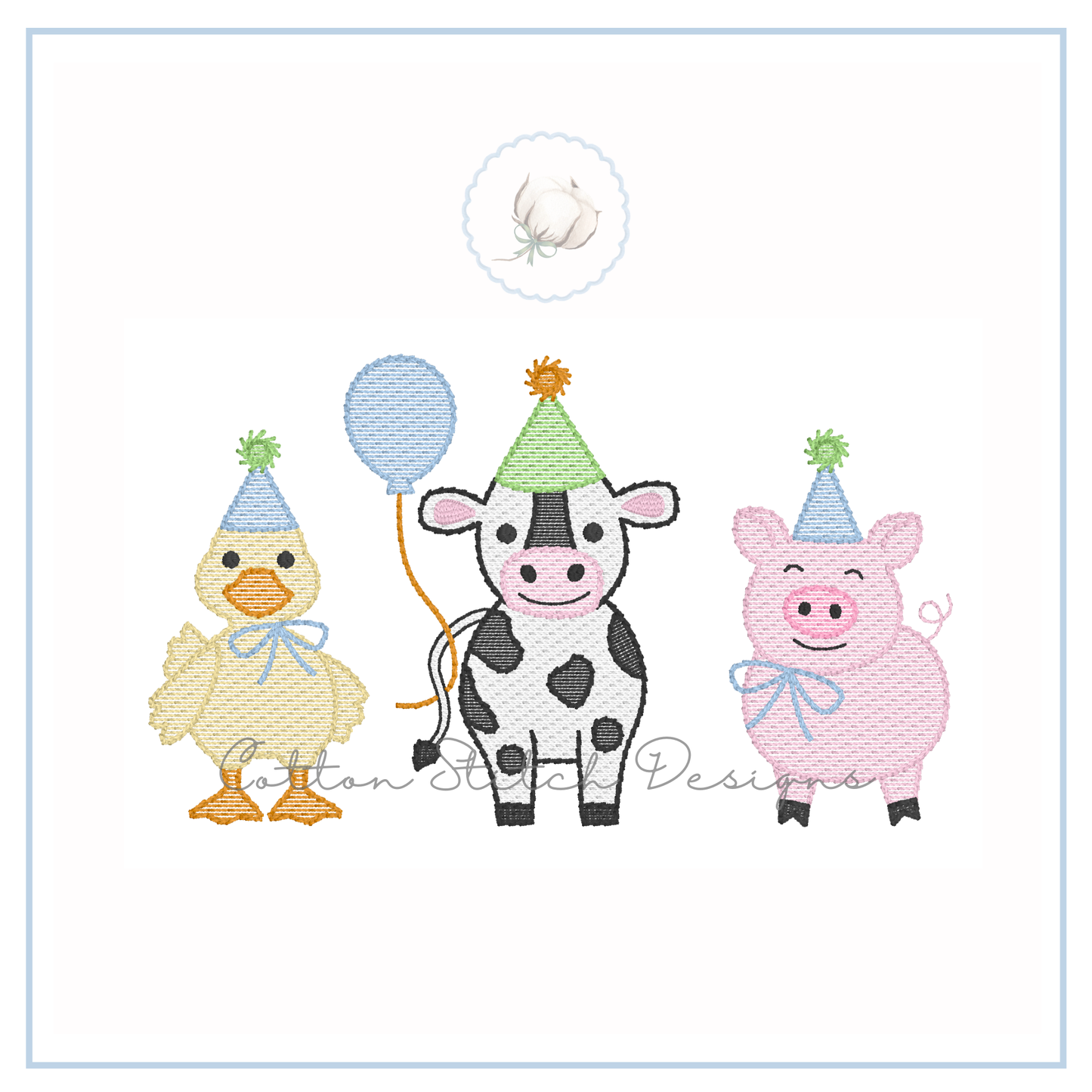 Farm Animal Birthday Embroidery Design