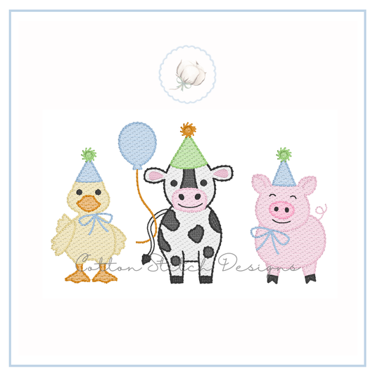 Farm Animal Birthday Embroidery Design