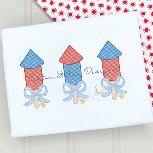 Firework Bow Trio Machine Embroidery Design