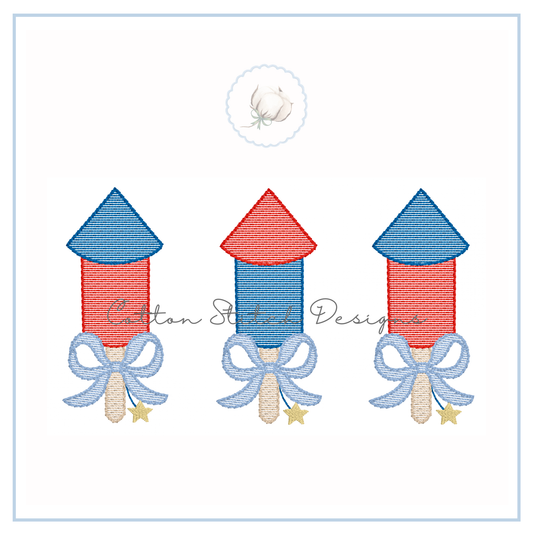 Firework Bow Trio Machine Embroidery Design