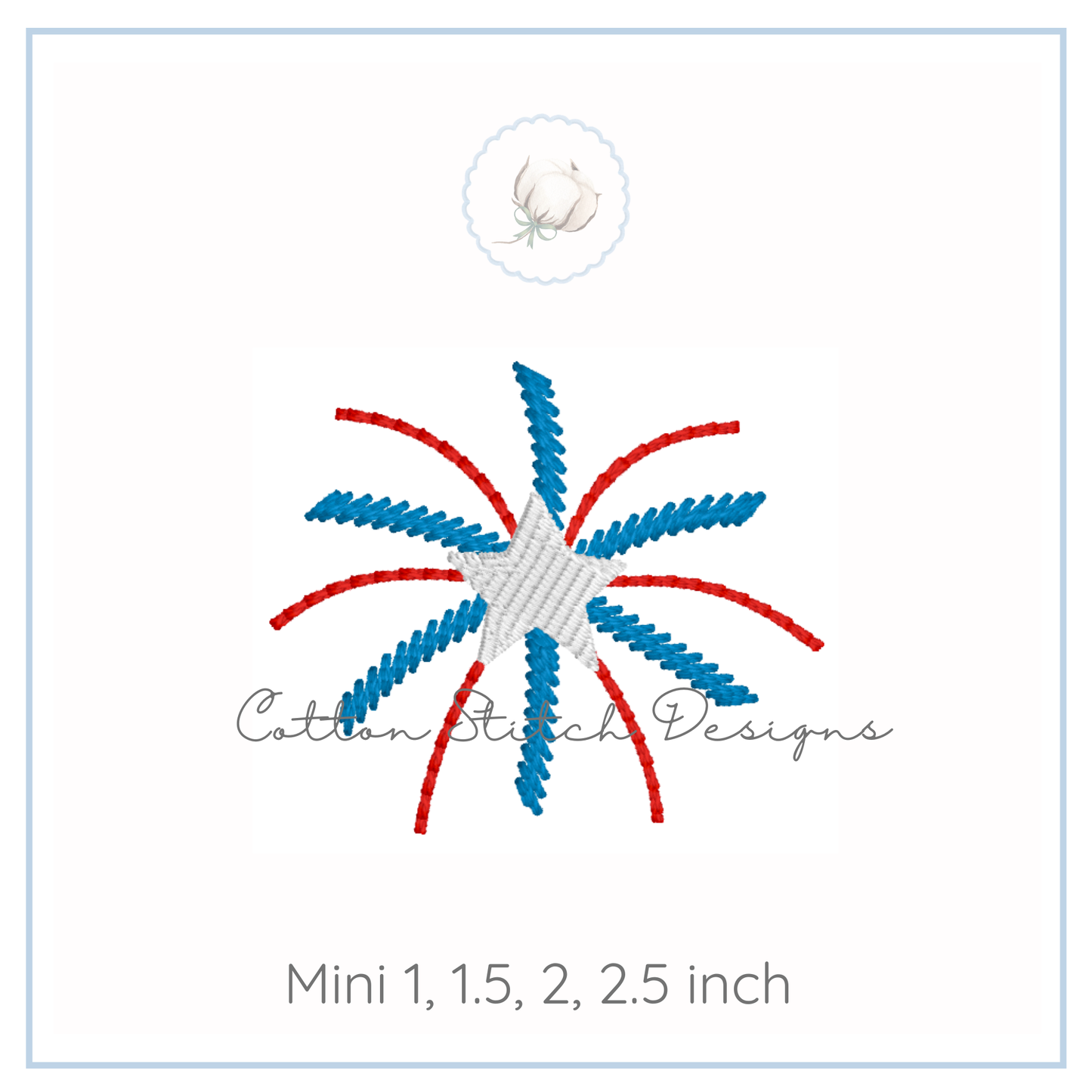 Mini Patriotic Firework Embroidery Design