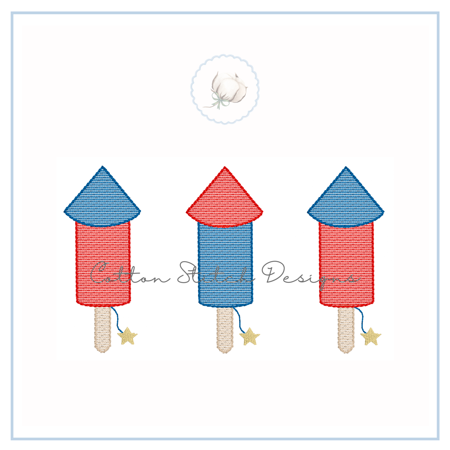 Firework Trio Machine Embroidery Design