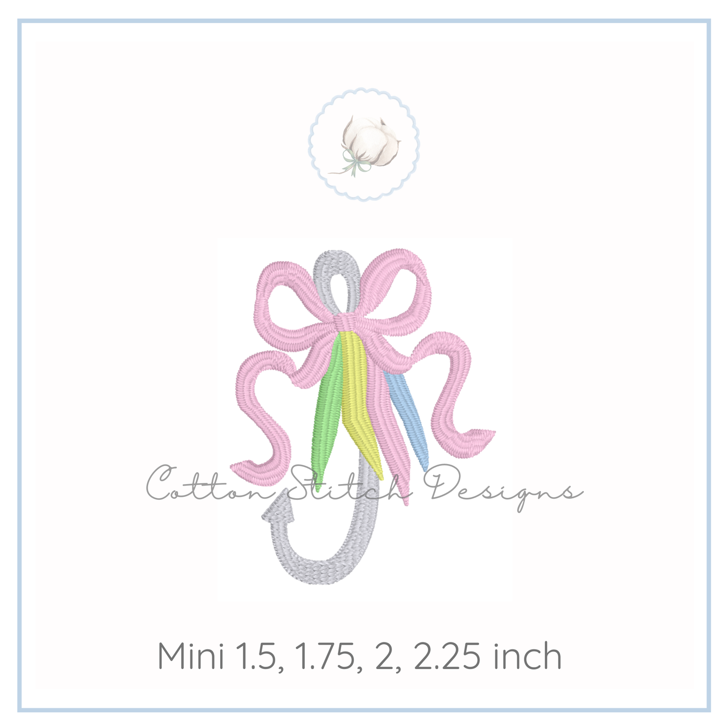 Mini Fishing Lure with Bow Embroidery Design
