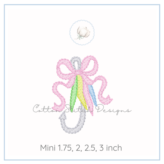 Mini Fishing Lure with Bow Embroidery Design