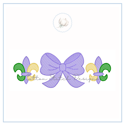 Fleur De Lis Bow Sketch Embroidery Design