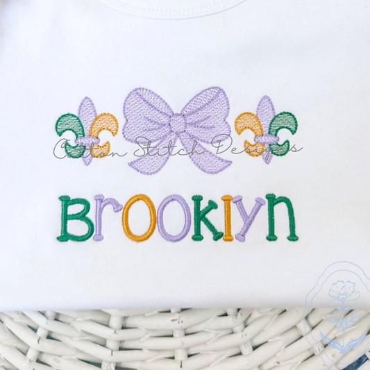 Fleur De Lis Bow Sketch Embroidery Design