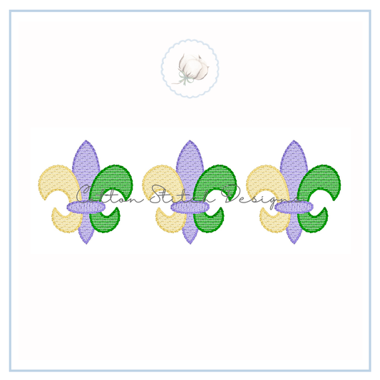 Fleur De Lis Mardi Gras Trio Sketch Stitch Embroidery Design