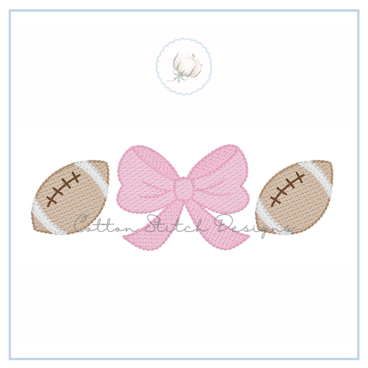 Football Bow Embroidery Design