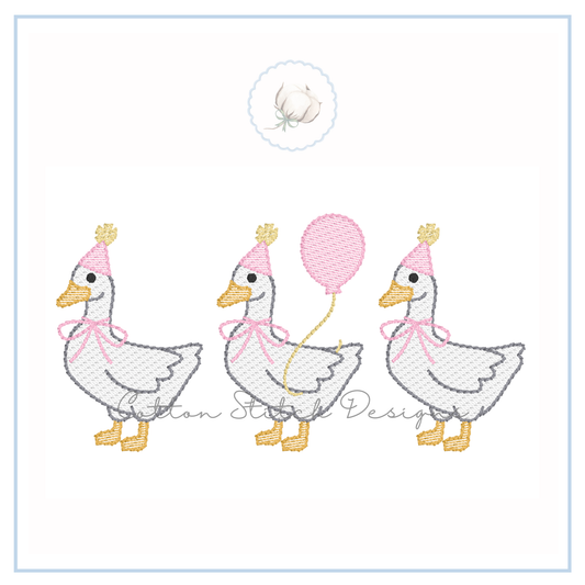 Goose Birthday Trio Embroidery Design