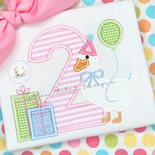 Party Goose Two Satin Appliqué Embroidery Design