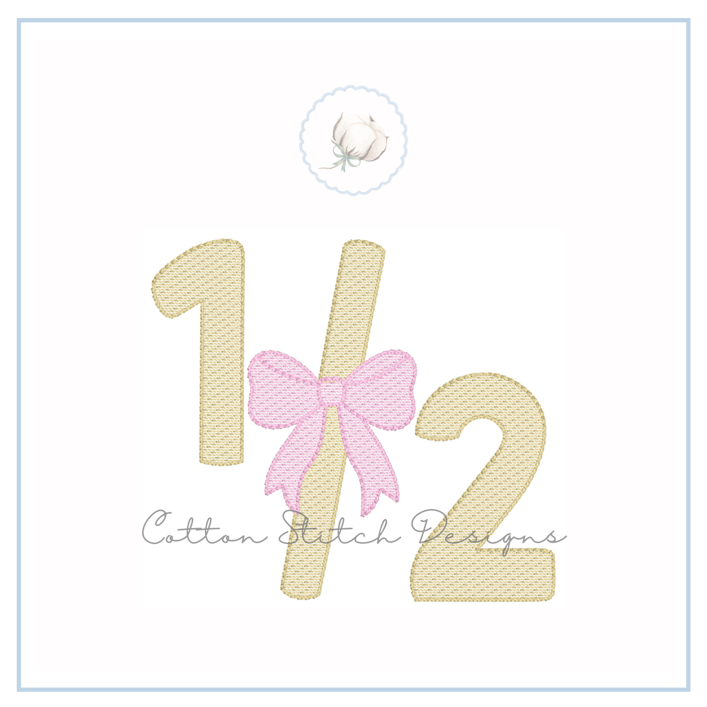 Half Birthday Bow Sketch Embroidery Design