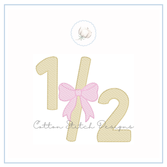 Half Birthday Bow Sketch Embroidery Design