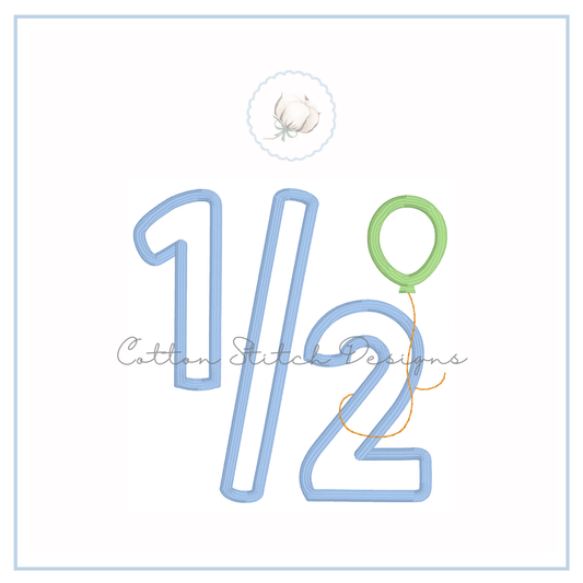 Half Birthday Balloon Satin Applique Embroidery Design