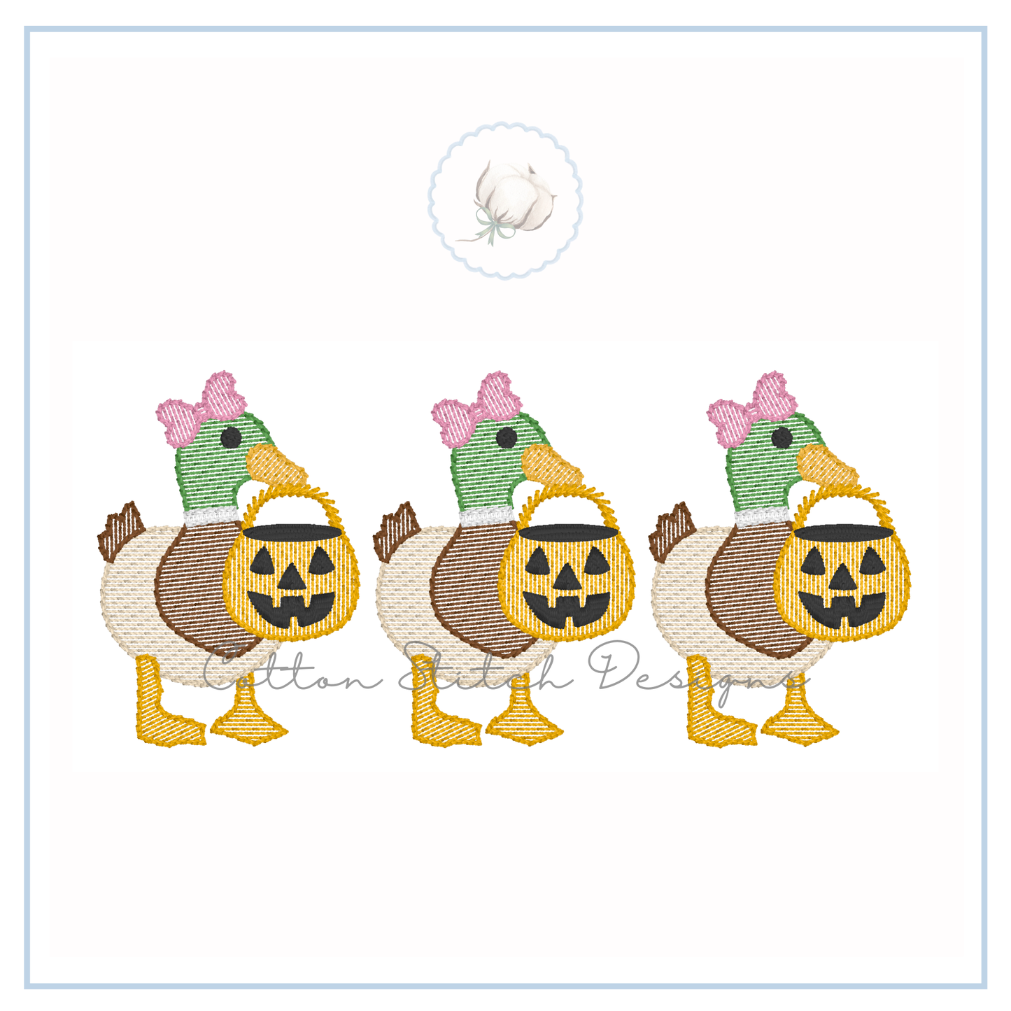 Halloween Mallard Duck Bow Trio Embroidery Design
