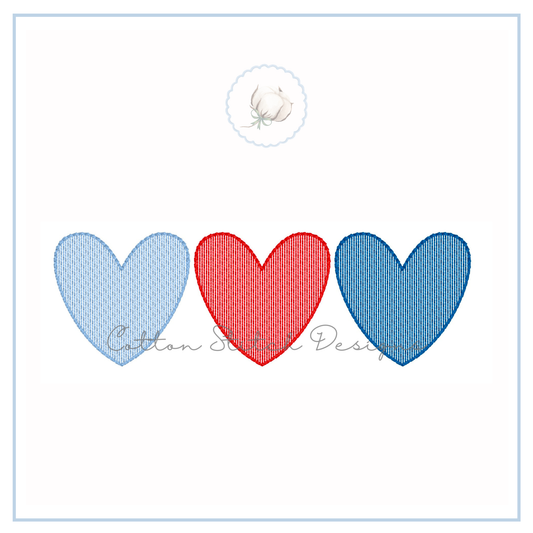 Valentine Heart Trio Embroidery Design
