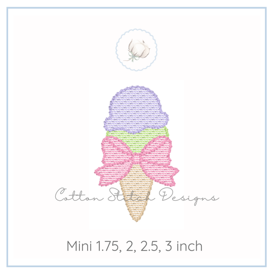 Mini Ice Cream Bow Embroidery Design